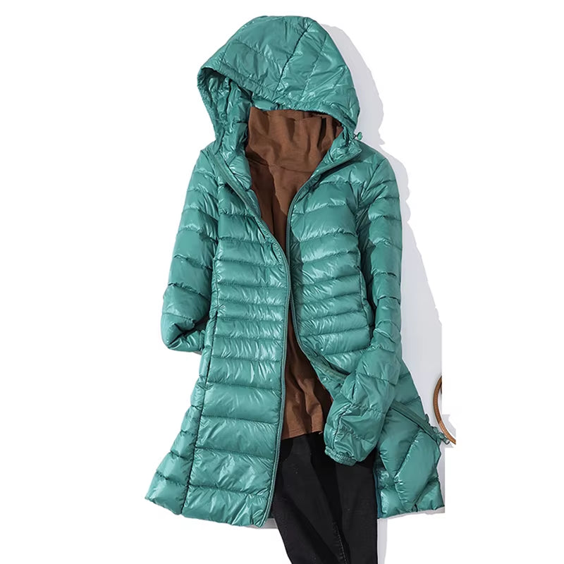 Long down Jacket Women Winter Ultra Light down Jacket Women with Hooded down Coat Female Coats