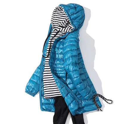 Long down Jacket Women Winter Ultra Light down Jacket Women with Hooded down Coat Female Coats