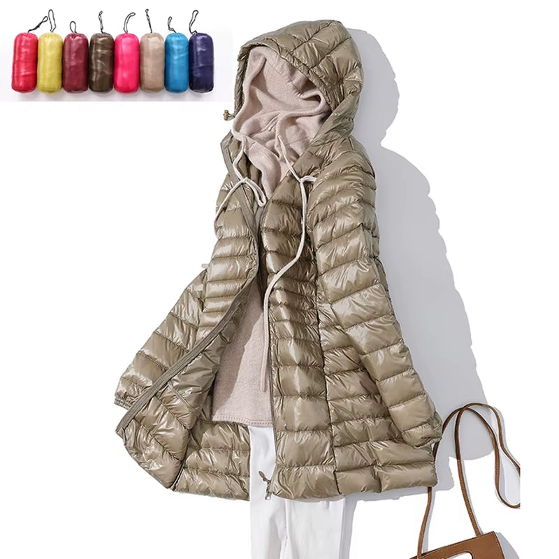 Long down Jacket Women Winter Ultra Light down Jacket Women with Hooded down Coat Female Coats
