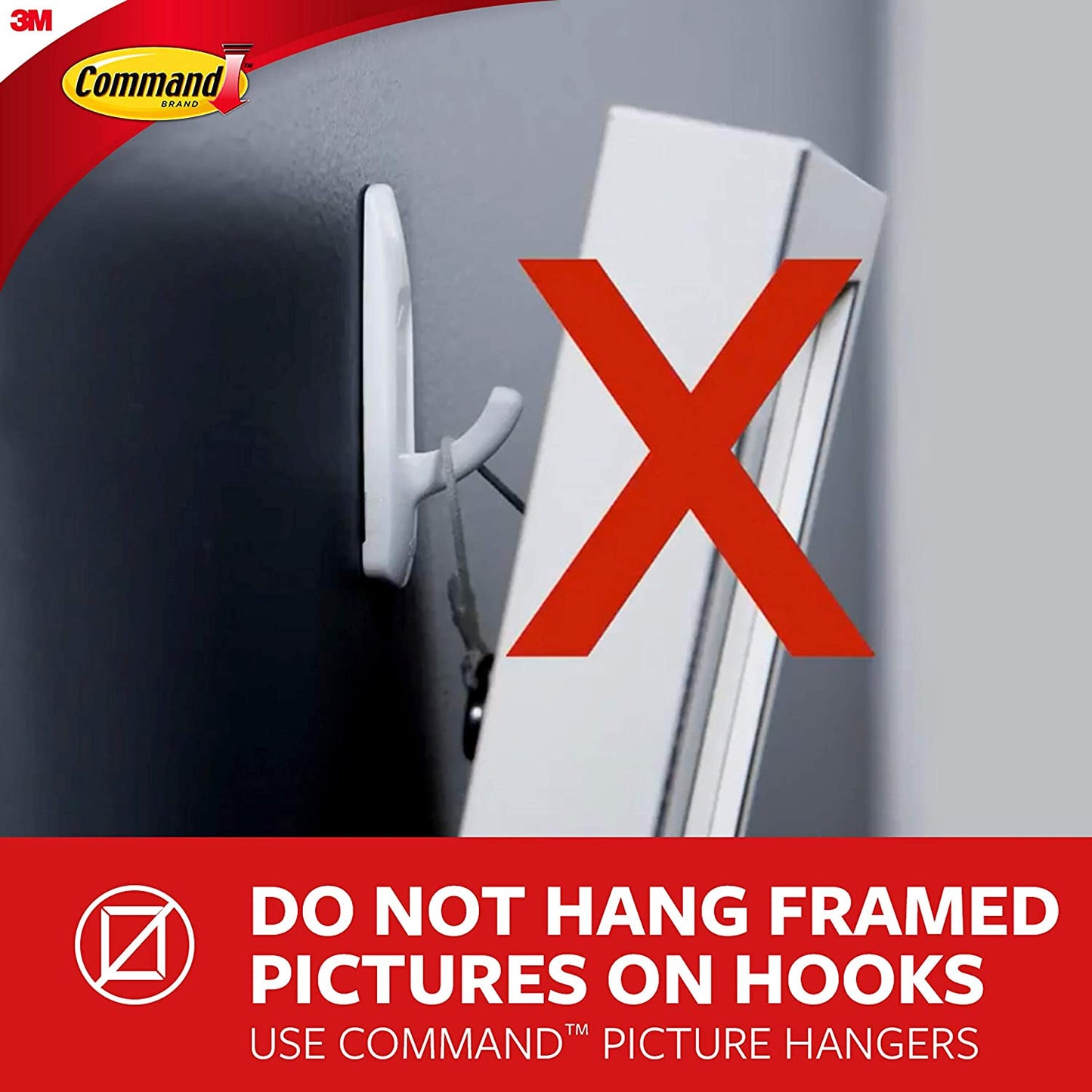 Command Hooks, 2 Self Adhesive Wall Hooks with 4 Command Strips
