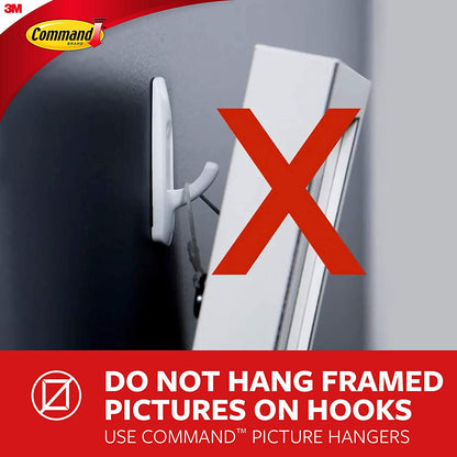 Command Hooks, 2 Self Adhesive Wall Hooks with 4 Command Strips
