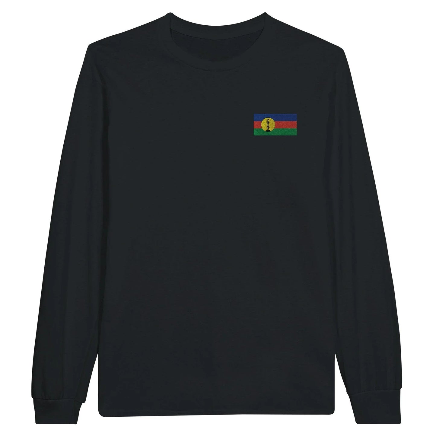 T-Shirt À Manches Longues – Drapeaux De La Nouvelle-Calédonie – Brodé – Coton Mélangé
