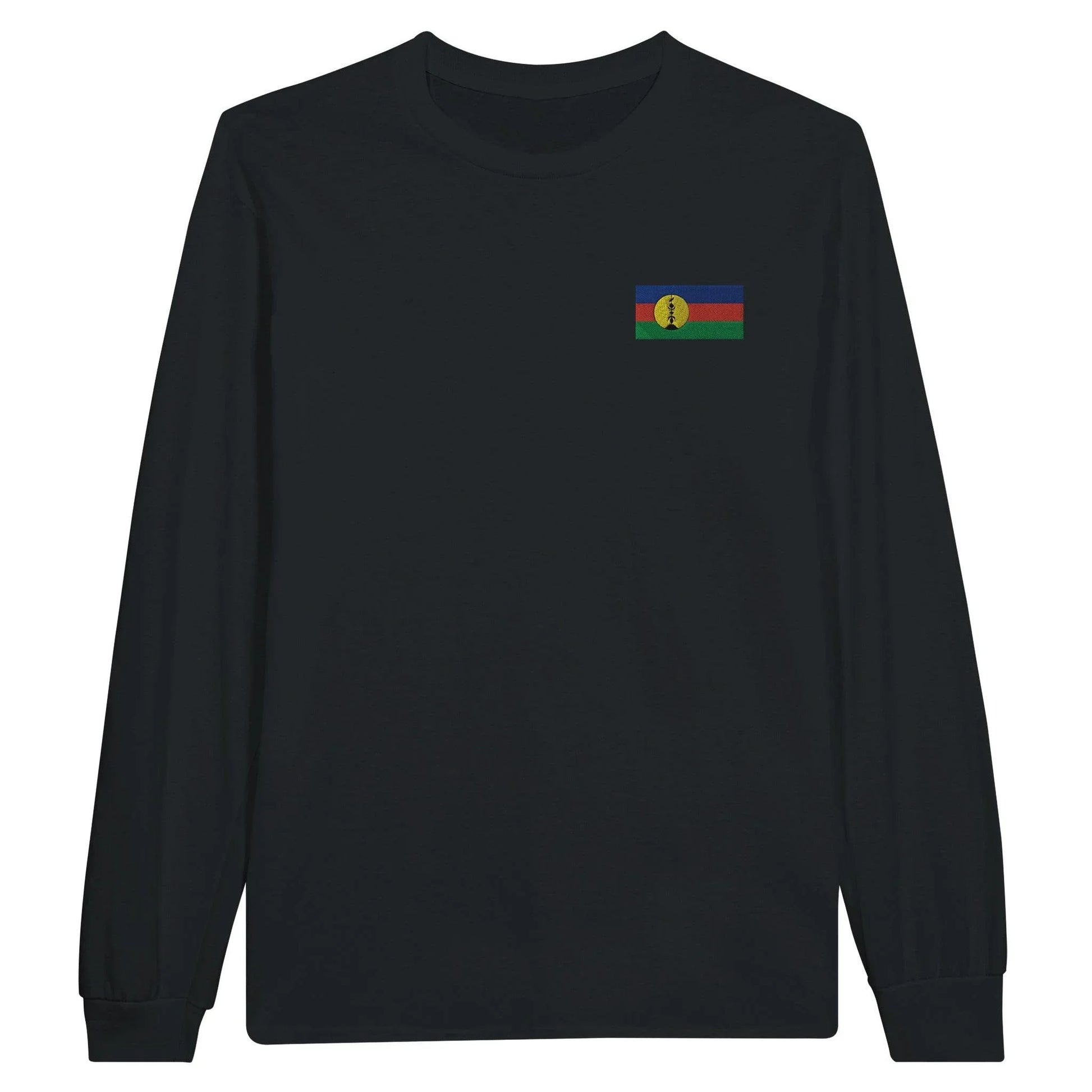 T-Shirt À Manches Longues – Drapeaux De La Nouvelle-Calédonie – Brodé – Coton Mélangé
