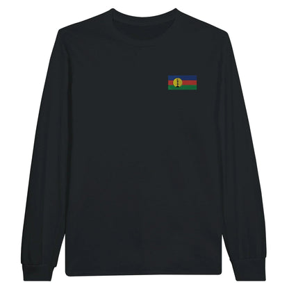 T-Shirt À Manches Longues – Drapeaux De La Nouvelle-Calédonie – Brodé – Coton Mélangé
