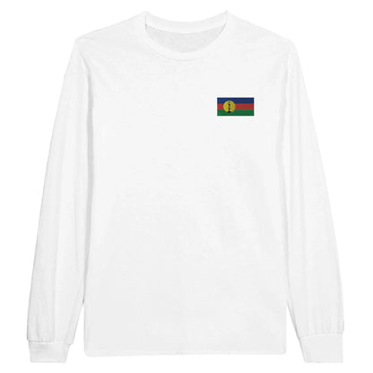 T-Shirt À Manches Longues – Drapeaux De La Nouvelle-Calédonie – Brodé – Coton Mélangé