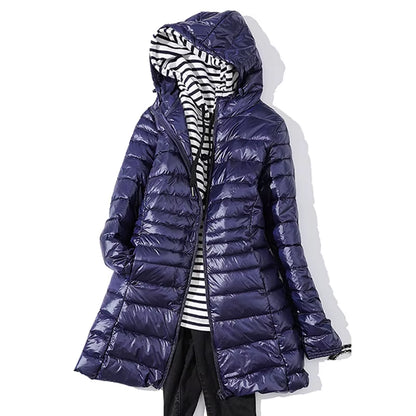 Long down Jacket Women Winter Ultra Light down Jacket Women with Hooded down Coat Female Coats