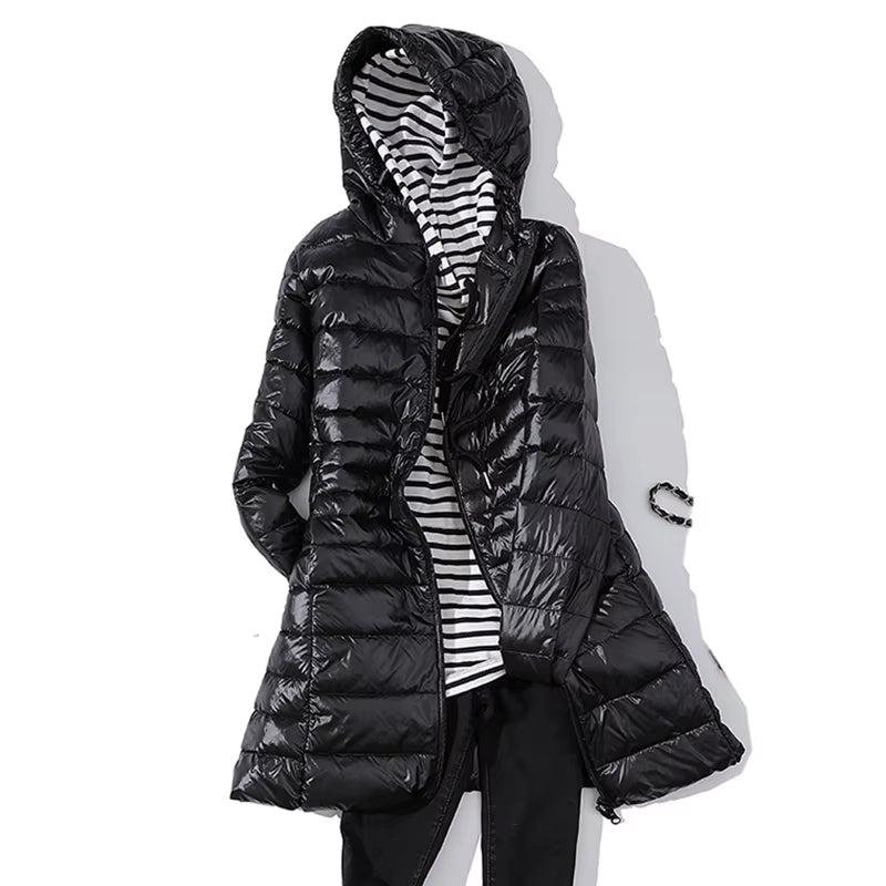 Long down Jacket Women Winter Ultra Light down Jacket Women with Hooded down Coat Female Coats