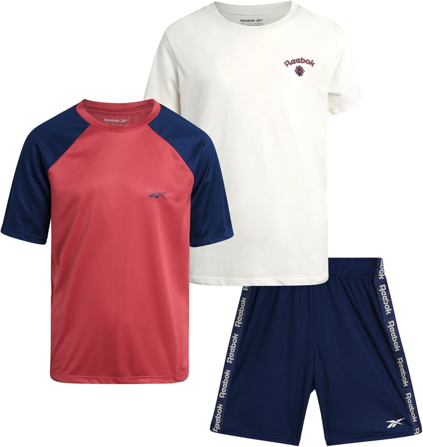 Boys Athletic Shorts Set - 3 Piece Summer Clothes Outfit with Graphic Tees and Boys Basketball Shorts for Active Kids
